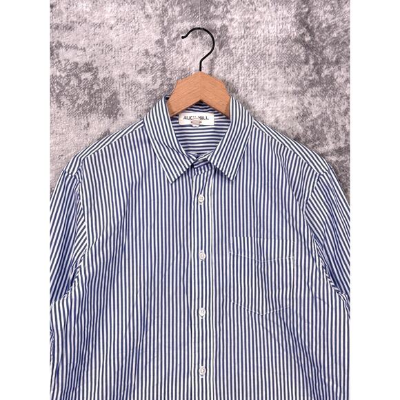 Alex Mill Shirt Small Mens Oxford Blue Striped Long Sleeve Button Down - Picture 2 of 8